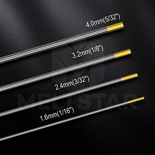 TIG Welding Tungsten Electrodes 1.5% Lanthanated Tungsten 5/32” x 7” (Gold, WL15) 10-Pack