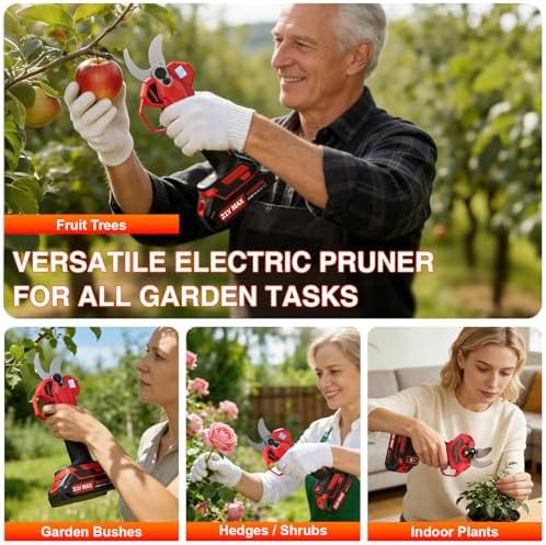 Electric Pruning Shears, Upgraded 2.1" Cutting Garden Shears with LCD Display, Brushless Motor Cordless Power Pruner with 2.0 Ah*2 Batteries for Garden Tree Pruner Branch