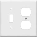 ENERLITES Combination Toggle Light Switch/Duplex Receptacle Outlet Wall Plate Cover, Standard Size 2-Gang 4.50" x 4.57", Polycarbonate Thermoplastic, UL Listed, 881121-W, White