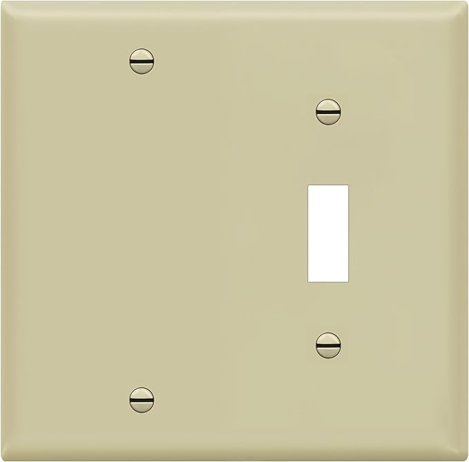 ENERLITES Combination Wall Plate (Blank Device/Toggle Switch), Standard Size 2-Gang, Polycarbonate Thermoplastic, Ivory 880111-I