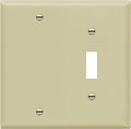 ENERLITES Combination Wall Plate (Blank Device/Toggle Switch), Standard Size 2-Gang, Polycarbonate Thermoplastic, Ivory 880111-I