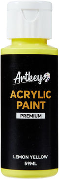 Artkey Lemon Yellow Acrylic Paint - 2oz/59ml Acrylic Paints Professional Artists Painting Kit for Canvases Fabric Rock Leather Easter Egg Wood Ceramic Glass Art Craft Painting