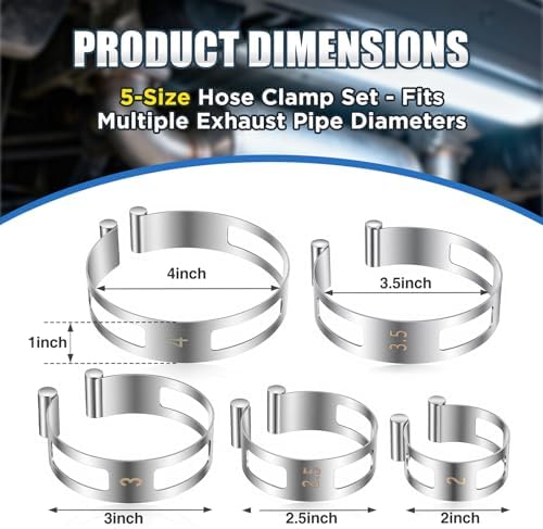 Hicarer 10 Pcs Exhaust Pipe Tacking Band Welding Clamp-on Kit, 2"-4"