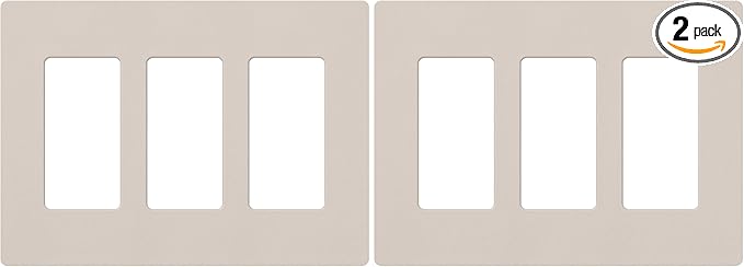 Lutron Claro 3 Gang Decorator/Rocker Wallplate, Satin, Taupe (2-Pack) | SC-3-TP