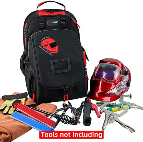 MELOTOUGH Welding Tool backpack Extreme Gear Pack with Large Capacity Helmet Holder Luggage Storage Bag(Red