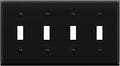 ENERLITES Quad Toggle Light Switch Wall Plate, Standard Size 4-Gang 4.50" x 8.19", Unbreakable Polycarbonate Thermoplastic, 8814-BK, Black