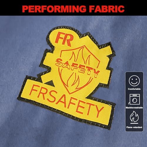 FR Shirts for Men 7oz Hi Vis Fire Resistant Shirts CAT2 Welding Shirt 100% Cotton Flame Resistant Shirt Light Blue(Medium)