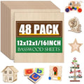 48 Pack Basswood Sheets 1/16x12X12Inch,Plywood Sheets for Crafts.Unfinished Wood Boards for Laser Cutting & Engraving,Burning,Balsa Wood Sheet for Painting.