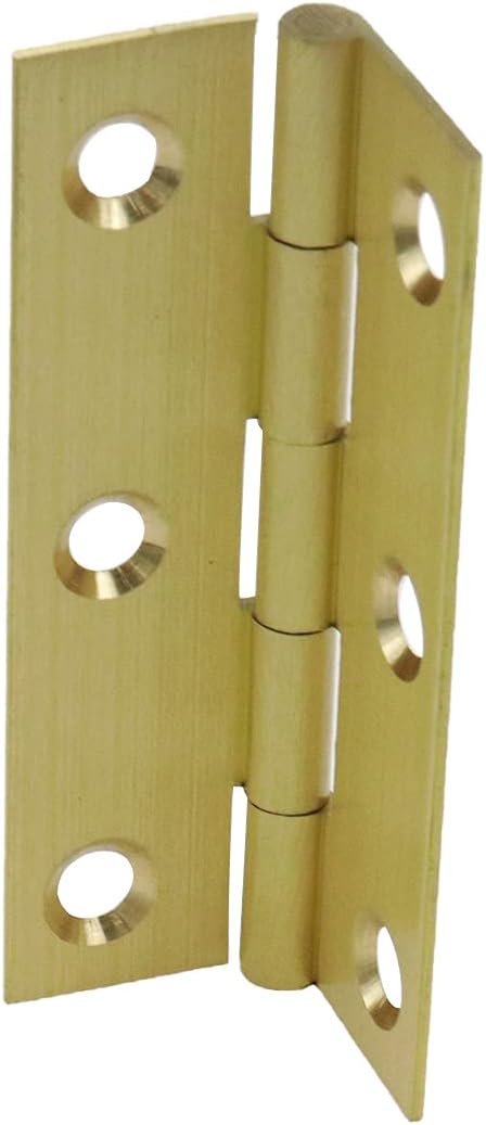 Mcredy 4 Pcs 2.5 Inch Brass Cabinet Hinges Gold Butt Hinge Wooden Box Door Hinges with Screws for DIY Crafts Projects