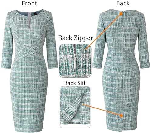 VFSHOW Womens Work Business Office Zipper Up Slim Bodycon Sheath Dress