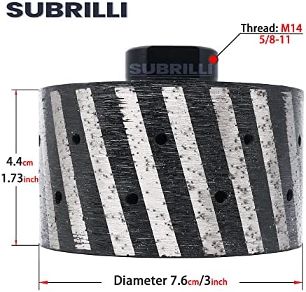3 Inch Diamond Drum Wheel Resin Filled Zero Tolerance Coarse Grit with 5/8"-11 Thread for Granite Marble Concrete