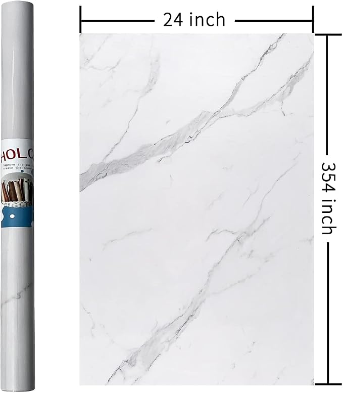 Beige White Marble Contact Paper Peel and Stick Countertops Waterproof 24x354 inch Glossy Marble Wallpepr Removable Self-Adhesive Vinyl Decor Paper for Kitchen Cabinet Furniture Refurbishment