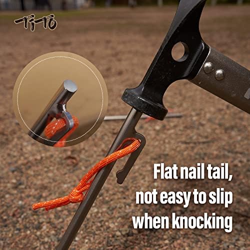 TiTo Titanium Tent Pegs Stakes Lightweight Snowfield Grassland Heavy Duty Tent Nails for Outdoor Camping Hiking and Plant Support Garden Stakes 4pcs/6pcs (7×200mm-4pcs)