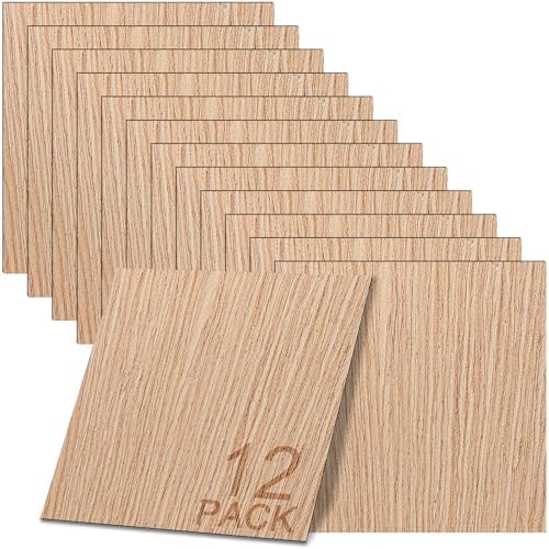 GSCIT Club 12 PCS Red Oak Wood Veneer, 8 inch x 8 inch Wood Edge Banding Pre-glued Flexible, Veneer Tape Banding for Cabinet Repair Furniture Restoration