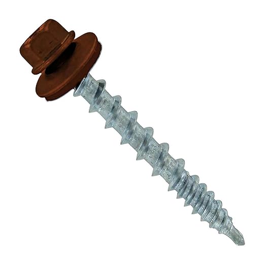 Fasteners Plus ST Fastening #10 x 1-1/2" Kwikseal Woodbinder Metal Roofing Screws Metal-to-Wood Brown (Pack of 250)