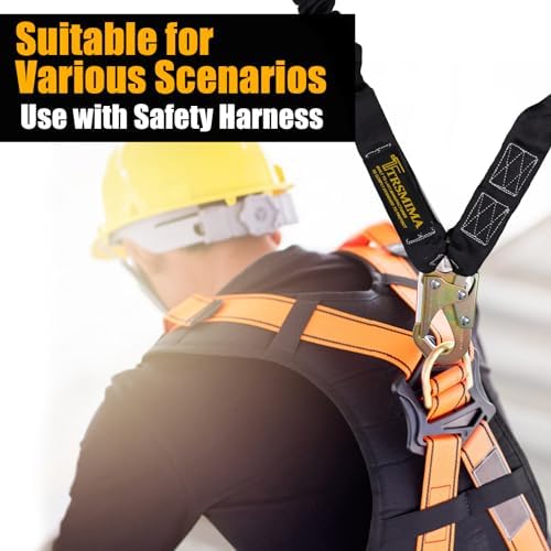 TRSMIMA Safety Harness Lanyard Retractable - Shock Absorbing Lanyard 6ft