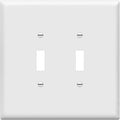 ENERLITES Jumbo Double Toggle Switch Cover, Large Two Gang Light Switch Wall Plate, Gloss Finish, Oversized 2-Gang 5.5" x 5.5", Unbreakable Polycarbonate Thermoplastic, UL Listed, 8812O-W, White