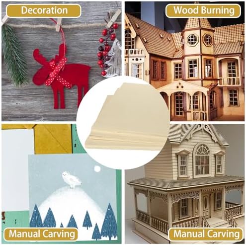 8 Pack Basswood Sheets for Crafts - 12 x 17.5 x 1/2 Inch 12mm Plywood Sheets Unfinished Bass Wood Boards for Arts and Crafts, Painting, Pyrography, Wood Engraving, Wood Burning, Architectural Models