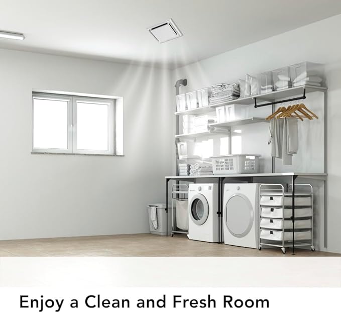 Broan 682 Bathroom Ventilation Fan with Charcoal Filter and White Plastic-Grille