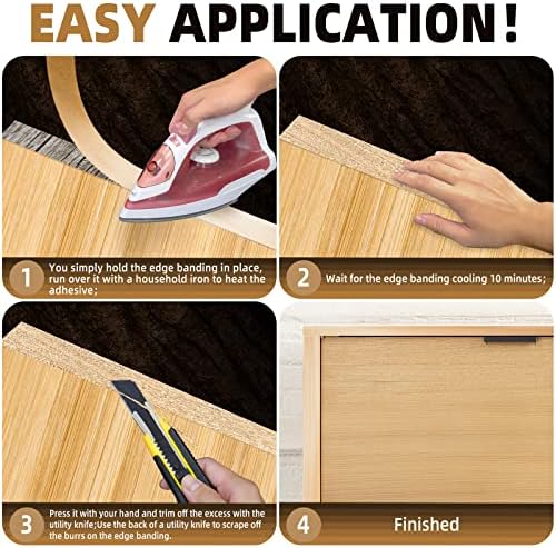 GSCIT Club Maple Edge Banding, 3/4 inch x 25ft Wood Edge Banding Pre-glued Flexible, Veneer Tape Banding for Cabinet Repair Furniture Restoration