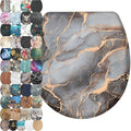 Sanilo Wooden Toilet Seat with Quick Release & Soft Close [ROUND] - Decorative & Slow Close Molded Wood Seat - With One Click for Easy Installation & Cleaning - With Adjustable Fit (Marble Abstract)