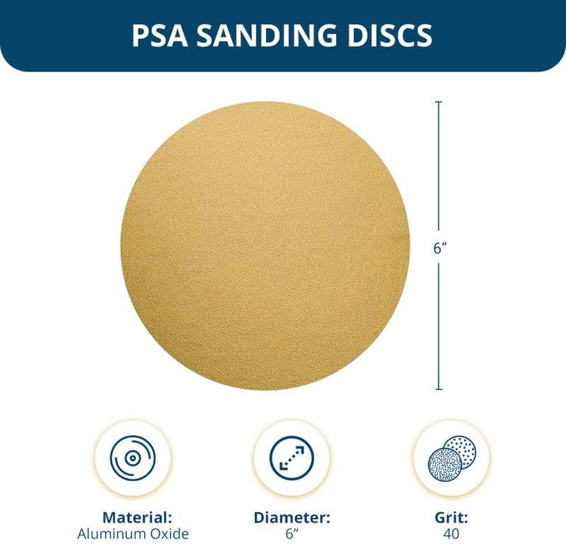 Benchmark Abrasives 6" PSA Gold Sanding Discs, 40 Grit, 100-Count