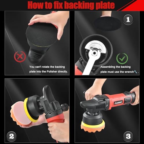 AOBEN 5 Inch Dual Action Polisher – 16mm Long Orbit Random Orbital Buffer with 6 Variable Speeds (1000-5500 RPM), Detachable Handle, and 7 Buffing Pads for Car Polishing, Waxing, and Scratch Removal