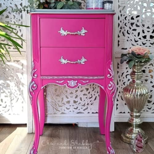 Dixie Belle Silk All-in-One Mineral Paint - Prickly Pear (16oz) - Deep Cool Pink Water Based Built-In Primer + Topcoat for Wood + Metal - Furniture Paint - Low Reflective Finish