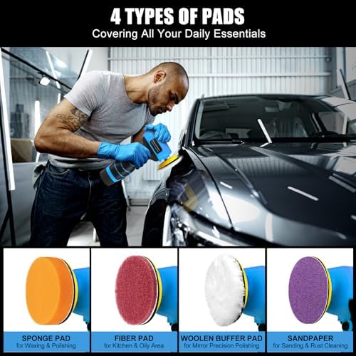 Cordless Sander, 3" Palm Sander with 16.8V 2.0Ah Li-ion Battery, 3500RPM Mini Polisher, 19 Accessories Sanders Tool for Sanding/Polishing/Waxing/Cleaning