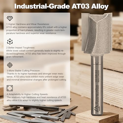 Straight Router Bits 1/4" Shank, 5/8" Cut Diameter, 3/4" Cut Length, Useful for Plunging Capabilities for Cutting Grooves, Dados, Mortising