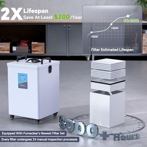 FumeClear FC-2002 Laser Fume Extractor with H13 Filtration for Fume Removal