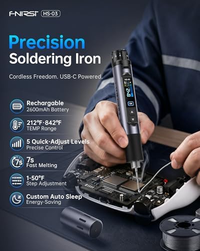 FNIRSI HS-03 Cordless Soldering Iron Kit, 2600mAh Battery, 3s Fast Heating