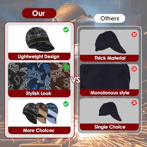 Fullsheild Reversible Welding Cap FR Cotton Welder Hat, Black+Blue+Brown