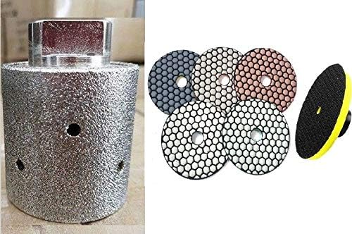 3" Diamond Vacuum Brazed Grinding Drum Wheels 4" Diamond Resin Dry Polishing Pad 5 Step stone concrete granite marble countertop sink hole arc inner polishing angle grinder wet polisher sander