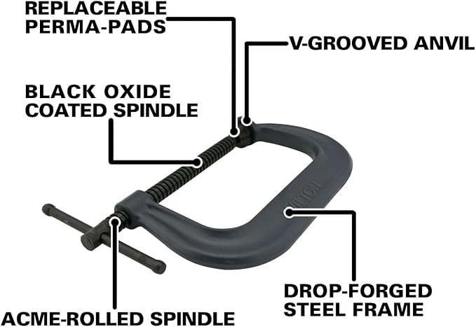 Wilton C-Clamp, 12-1/4" Opening, 6-1/4" Throat, 9300 Lbs. Clamping Force (Model 412)
