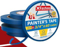 XFasten Blue Painters Tape 3/4 Inch Wide x 60 Yards 6-Pack, UV Residue-Free Blue Masking Tape for Clean Lines, Indoor and Outdoor Multi-Surface Use - Sharp Paint Lines for Walls, No Mess Easy Removal
