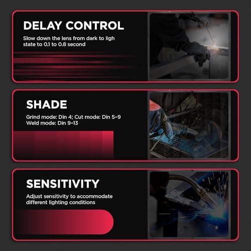 StartPro Auto Darkening Welding Helmet, Large Viewing, True Color, Wide Shade Range DIN 4/5-9/9-13, 4 Arc Sensors, TIG, STIK, MIG, CUT, SAW, Flux cored, Plasma, Grinding mode