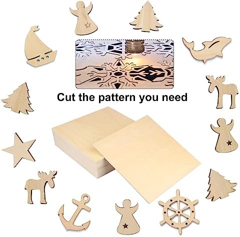 18 PCS 12 Inch Square Basswood Board, Thickness 1/4 Inch (6 mm), Basswood Sheets, Plywood Sheets for Laser, CNC Cutting, Wood Burning, Drawing Painting, Wood Engraving by GNIEMCKIN (Pack of 4)