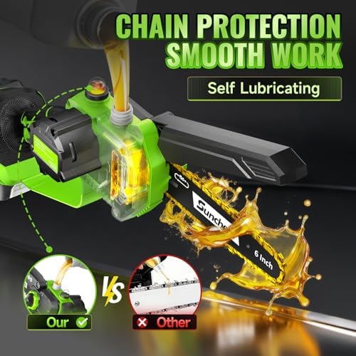 Mini Chainsaw Cordless, 6 Inch Electric Chainsaw with 2 Battery, Handheld Battery Powered Chain Saw with Auto Oiler, Yard Tools Saw for Wood Cutting Tree Cutter, Holiday Day Gift for Men, Dad, Husband