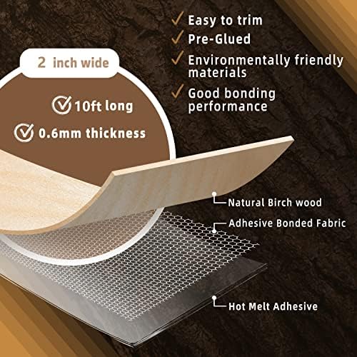 GSCIT Club Birch Edge Banding, 2 inch x 10ft roll of Wood Veneer Edge Banding Pre-glued Flexible, Real Wood Tape for Cabinet Repair & Furniture Restoration