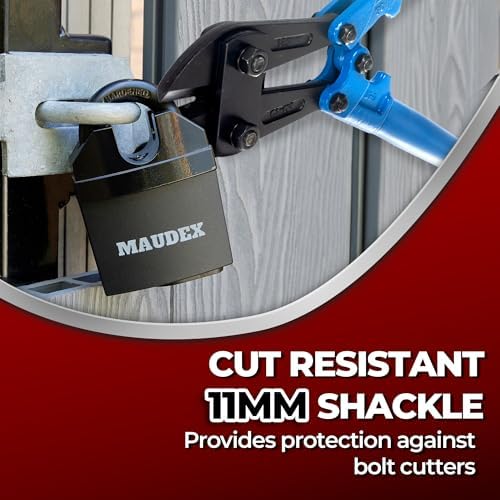 Maudex® MDL60 High Security Padlock for Outdoor Use - [10 Keys] - [Anti Drill, Anti Pick Cylinder] - Ideal Lock for Storage Unit, Shed, Gate, Container with 0.67” Shackle Clearance (Pack of 2)