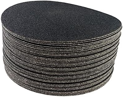 5 inch Sanding Discs Hook and Loop Round Sand Paper Discs, Black Silicone Carbide No Hole Hook and Loop Sanding Disc, 36 Grit Orbital Sander Pads for Wood, Auto Body, Paint & Plastics 50 Pack