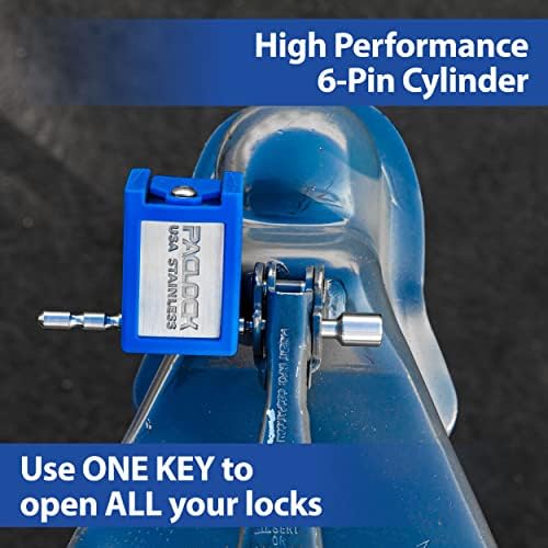 PACLOCK's 79-Series Universal Trailer Lock, UCS, TH-1" Threaded Pin for 2.5" Receivers, Keyed Alike U-Pick!, 304 Stainless Steel