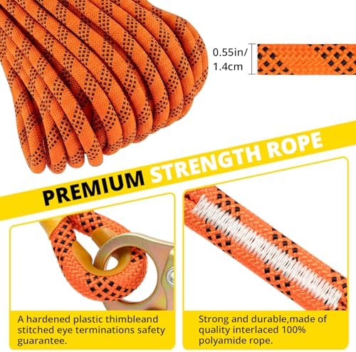 TRSMIMA Roofing Fall Protection Rope - 50ft Safety Rope for Roofing