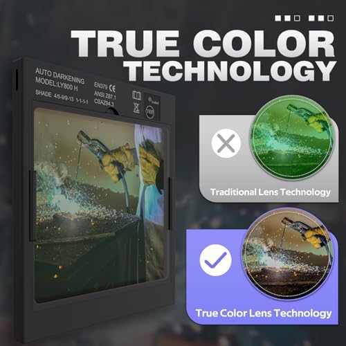 Auto-Darkening Welding Helmet, LED Light, Shade 4/5-9/9-13