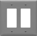 ENERLITES Double Decorator Switch Cover, Two Outlet Wall Plate, Mid-Size 2-Gang 4.88" x 4.92", Unbreakable Polycarbonate Thermoplastic, UL Listed, 8832M-GY, Gray