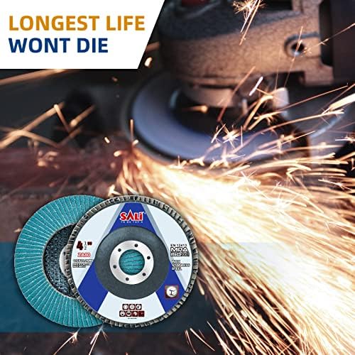 Sali 24 Pack Zirconia Flap Disc 80 Grit 4.5" x 7/8-Inch Sanding Disc Bevel Type #29 Premium and Industrial Grade Angle Grinder Grinding Wheel High Performance Edge Grinding