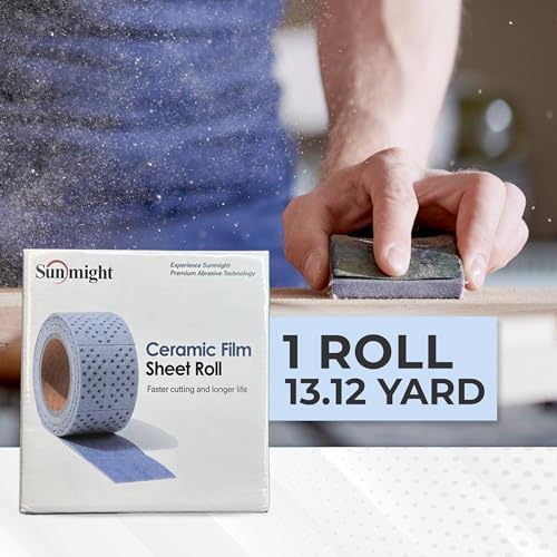 Sunmight Ceramic Film Sandpaper Roll 2.75" x 13.12yd 80G — Hook & Loop Sand Paper Sheets for Auto Body, Car Sanding, Wood, Metal, Longboard Block Tools | Wet Dry Automotive Shop Supplies, Wet Dry Use