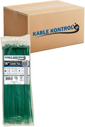 Kable Kontrol Cable Zip Ties, 14 Inch, 6000 Pcs, 50lbs Test, Green | Nylon Plastic, Self Locking, UL Listed, Indoor Use