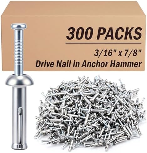 300 Pack 3/16" X 7/8" Drive Nail in Anchor Hammer Pin Anchor